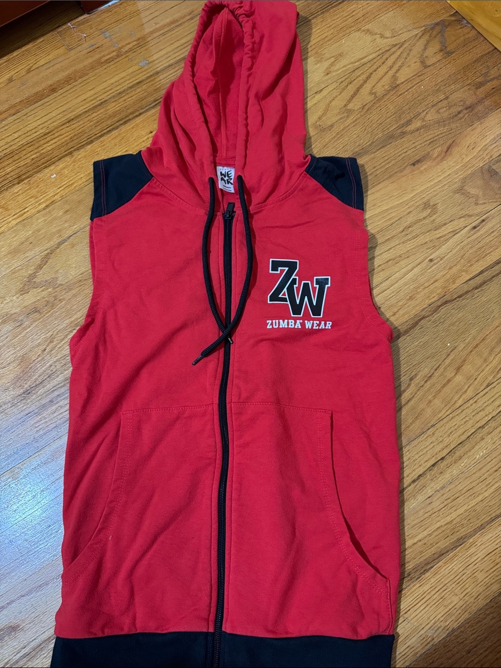 Zumba Wear Red Sleeveless Zip Hoodie
